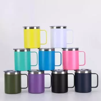 Новая 12-унциевая изолированная кружка-роллер из нержавеющей стали 304, переносная ручка, кофейная кружка, вакуумная изоляция, кружка для мороженого, предметы домашнего обихода 301-400ml