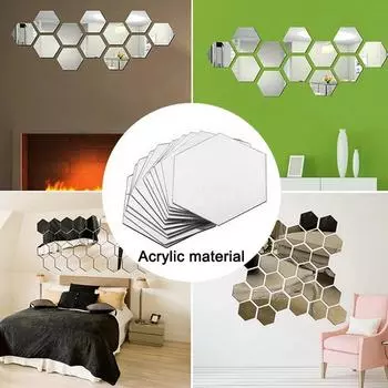 Новая 12x 3D Зеркальная Наклейка на Стену Шестиугольник Акриловая Наклейка на Стену Декаль Домашний Декор Искусство DIY