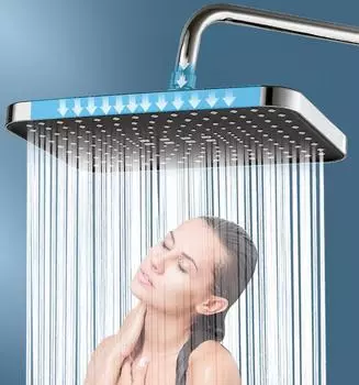 Новая 14-дюймовая насадка для душа с верхним распылением и высоким давлением, увеличенный расход, сверхмощная насадка для душа с эффектом дождя, поворот на 360°, экономия воды чёрный