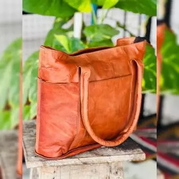 Новая 14-дюймовая женская сумка-тоут из натуральной козьей кожи, лучший выбор для подарков коричневый