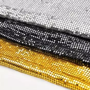 Новая 150*45 см блестящая металлическая сетчатая ткань кольчуга изготовление ювелирных изделий металлическая сетчатая ткань своими руками сделать бюстгальтер накидка брюки вечернее платье 150X45cm золотой