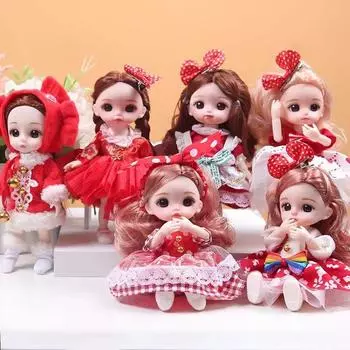 Новая 16 см BJD Мини Кукла 13 Подвижных Суставов Девочка Малышка Большие Глаза Красивая DIY Игрушка Кукла С Одеждой Одевается 1/12 Модная Кукла 1pc