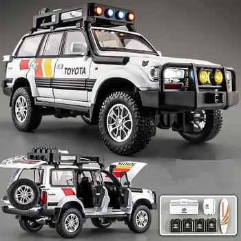 Новая 1/24 Toyota Land Cruiser LC80 литая модель автомобиля из металла внедорожники модель автомобиля звуковая и световая имитация детская игрушка подарок белый
