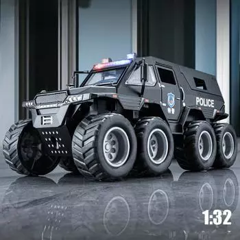 Новая 1/32 литая модель автомобиля 8x8 ATV металлическая модель автомобиля звуковая и световая имитация коллекция подарочная детская игрушка чёрный