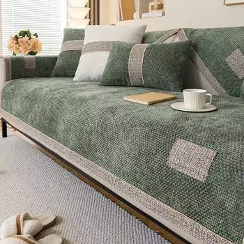 Новая 2024 Льняная подушка для дивана для всех сезонов Универсальный нескользящий чехол на диван Полотенце-чехол Чехол для спинки Тканевое полотенце Тканый хлопок 70x70cm 1pcs