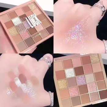 Новая 25-цветная палитра теней для век телесного цвета с низкой насыщенностью, универсальная большая базовая палитра теней для век, перламутровая матовая матовая жидкость для снятия макияжа, доступное средство для глаз 01