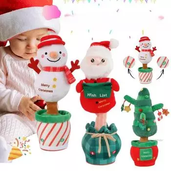 Новая 33 см мягкая электрическая новогодняя елка Санта-Клаус Снеговик Куклы Мягкие игрушки на батарейках для малышей Рождественские подарки для девочек и мальчиков 33cm battery