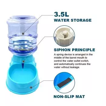 Новая 3,5 л Синяя Большая Автоматическая Поилка для Домашних Животных Дорожная Миска Пластик Пищевого Класса 1 шт.