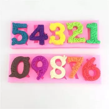 Новая 3D-форма для торта с цифрами 0-9, силиконовая форма для леденцов в форме цифры с отверстием для леденца, инструмент для украшения торта из помадки
