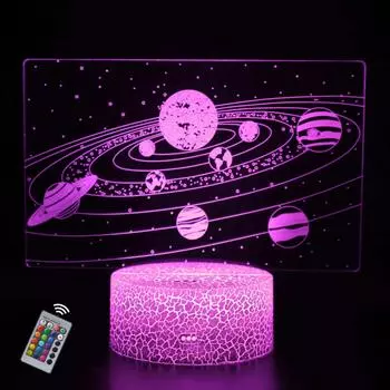 Новая 3D лампа Illusion Space Night Light 16 цветов Изменение пульта дистанционного управления Декор День рождения Рождество Подарки 16 color with remote