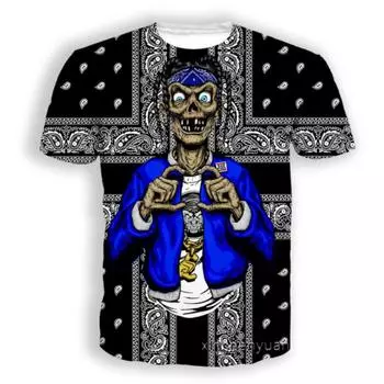 Новая 3D-печатная бандана Blood Gang, модная мужская и женская хип-хоп-футболка, футболки больших размеров S-7XL в стиле Харадзюку S чёрный