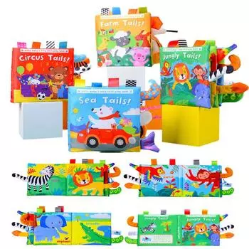 Новая 3D визуальная тканевая книжка с хвостом, устойчивая к разрыву, кусающаяся, когнитивная, интерактивный инструмент для родителей и детей, забавные просветляющие игрушки для малышей