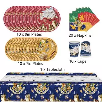 Новая 51 шт. Новая праздничная посуда Гарри Поттера включает тарелки, стаканы, салфетки, скатерть