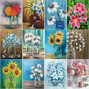 Новая 5D алмазная живопись Подсолнух Цветок Вышивка крестиком Ваза Алмазная вышивка полная круглая дрель мозаика домашний декор художественный подарок Full Round 15x20CM