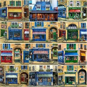 Новая 5D DIY Алмазная картина Уличный вид Алмазная вышивка Пейзаж Вышивка крестом Полная круглая дрель Домашний декор Ручной подарок Full Round 15x20CM