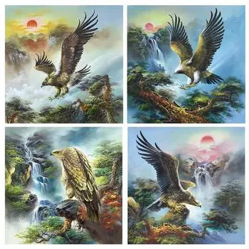 Новая 5D DIY полная круглая квадратная алмазная картина восход солнца орел Dapeng крылья картина вышивка крестом мозаика украшение для дома подарок Full Round 20x20CM