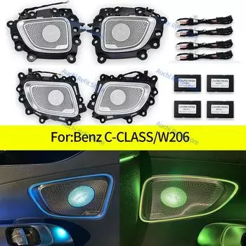 Новая 64-цветная светодиодная металлическая крышка динамика для Mercedes Benz 2022 C-Class W206, декоративная подсветка салона автомобиля, ремонт аудиосистемы