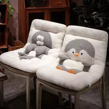 Новая 70/90 см офисная зимняя пингвинья котики плюшевая теплая подушка для стула студент утолщенная спинка интегрированная подушка для сиденья 70cm