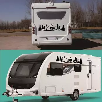Новая 86x22см Наклейка для кемпинга, автодома, отделка, звезда, луна, дерево, стиль автодома, универсальная