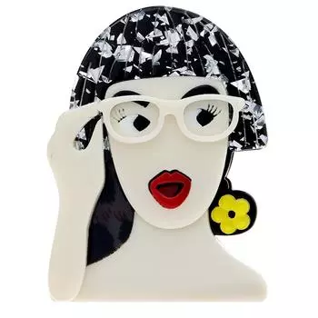 Новая акриловая брошь для девочек с удивленным выражением лица, булавка из ацетатного волокна, аксессуары для пальто, высокое качество