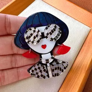 Новая акриловая голубая брошь для красивых девушек, модные украшения, булавка из ацетатного волокна, высокое качество