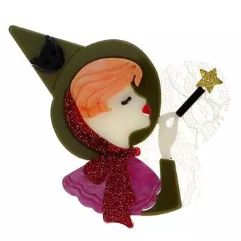 Новая акриловая маленькая фея с волшебной палочкой, брошь из ацетатного волокна, булавка, фигурка, ювелирные изделия