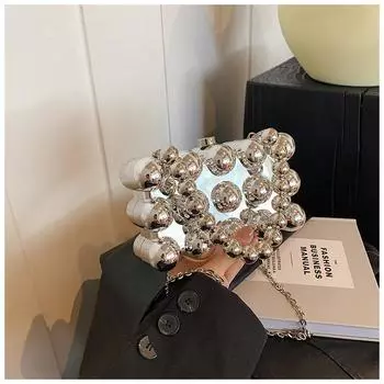 Новая акриловая сумка для ужина 2024 года, новая сумка на руку, маленькая квадратная сумка, сумка-мессенджер для банкета серебряный