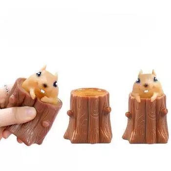 Новая экзотическая волшебная чашка с белкой, декомпрессионная милая игрушка для сжатия домашних животных, сжимаемая игрушка-сюрприз, пень, вентиляционное отверстие для животного, чашка с белкой