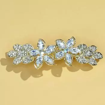 Новая элегантность Женская мода Зажим для волос Креативный лист Кристалл Сплав Страз Заколка Шпилька Корейский пружинный зажим Аксессуары для волос