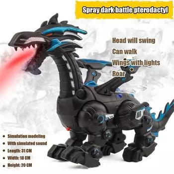 Новая электрическая модель ходячего динозавра, распыляющая пар, электрический динозавр со звуками и светом