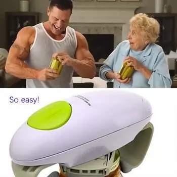 Новая электрическая открывалка для банок для слабых рук Автоматическая открывалка для банок для пожилых людей с артритом Кухонный гаджет Открывалка для крышек без помощи рук зелёный