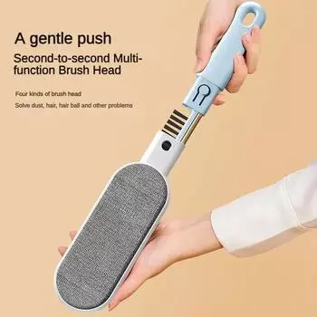Новая электростатическая щетка для удаления волос «четыре в одном», многофункциональная щетка для одежды, щетка для шерсти домашних животных, скребок для удаления пыли с дивана синий