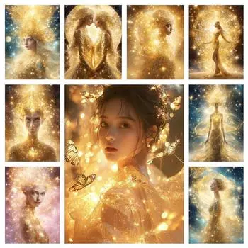 Новая алмазная картина Мечтательная золотая сверкающая сказочная мозаика полная круглая квадратная алмазная картина новая вышивка 5D DIY украшение Full Round 20x30CM