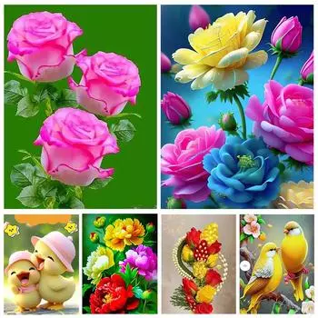 Новая алмазная живопись, красочные изображения цветов и животных, ювелирная вышивка, вышивка крестом, мозаика, фантазия, 5dDIY, украшение для дома и комнаты Full Round 20x30CM