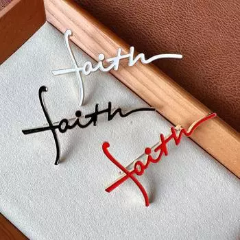 Новая эмалированная брошь веры, унисекс, булавка с буквами алфавита, простой дизайн, булавка с крестом, 3 цвета в наличии, пальто, костюм, модные украшения