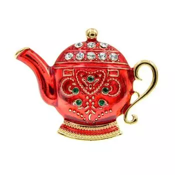 Новая эмалированная булавка для чайника со стразами, креативный дизайн, модные броши для женщин, 2 цвета в наличии, хороший подарок