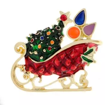 Новая эмалированная рождественская брошь в виде санок красного, зеленого цвета, модная праздничная булавка, украшение для дома, ювелирные изделия, высокое качество