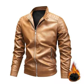 Новая американская кожаная куртка мужская осенне-зимняя утолщенная куртка кожаная куртка с воротником-стойкой куртка M