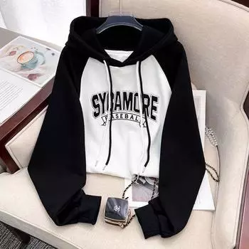 Новая американская рубашка с длинным рукавом для женщин больших размеров, женская толстая толстовка, тонкий свободный топ с капюшоном S красный