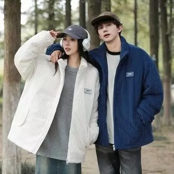 Новая американская вельветовая хлопковая подбитая одежда мужская зимняя высококачественная куртка Ruffian Handsome Trendy Brand хлопковая подбитая куртка осень и зима утолщенная S чёрный