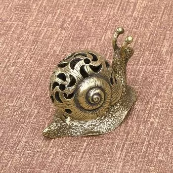Новая античная латунная статуя улитки, курильница, настольный орнамент, креативное китайское традиционное украшение для дома, аксессуары для рукоделия, портативный 6.1*3.1cm