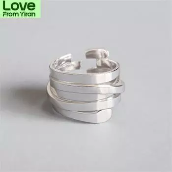 Новая атмосфера, креативная весна, ювелирные изделия из стерлингового серебра 925 пробы, модные глянцевые многослойные обмотки, нерегулярные открывающиеся кольца R185