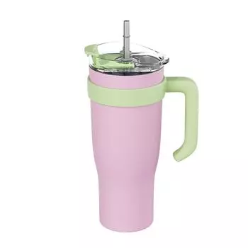 Новая автомобильная кружка с ручкой из нержавеющей стали, вакуумная кружка, большая емкость для льда, кружка с трубочкой 40oz