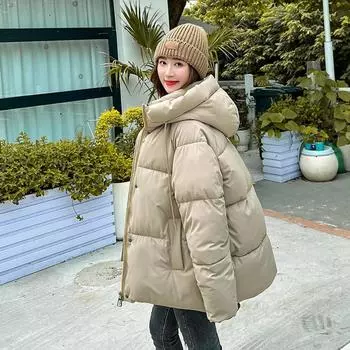 Новая экспортная мода простая однотонная хлопковая одежда с капюшоном, теплое утолщенное пальто для женщин M