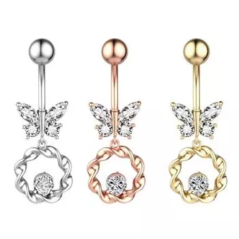 Новая бабочка, вермикулит, пупок, пупок, гвоздь, прокол, декоративный пупок золотистый