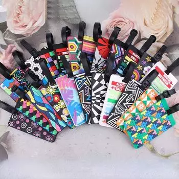 Новая багажная бирка из ПВХ, креативные геометрические посадочные талоны, идентификатор чемодана, имя, адресные бирки, анти-потерянные этикетки, дорожные аксессуары