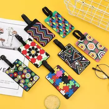 Новая багажная бирка из ПВХ, креативные геометрические посадочные талоны, идентификатор чемодана, имя, адресные бирки, анти-потерянные этикетки, дорожные аксессуары