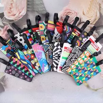 Новая багажная бирка из ПВХ, креативные геометрические посадочные талоны, идентификатор чемодана, имя, адресные бирки, анти-потерянные этикетки, дорожные аксессуары