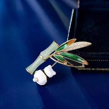 Новая бамбуковая панда бамбуковая брошь женская изящная высококачественная брошь для костюма аксессуары для булавки золотой