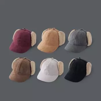 Новая бархатная бейсболка для езды на велосипеде, теплая кепка Lei Feng, летная кепка, замшевая кепка для защиты ушей для мужчин и женщин M56-58cm чёрный